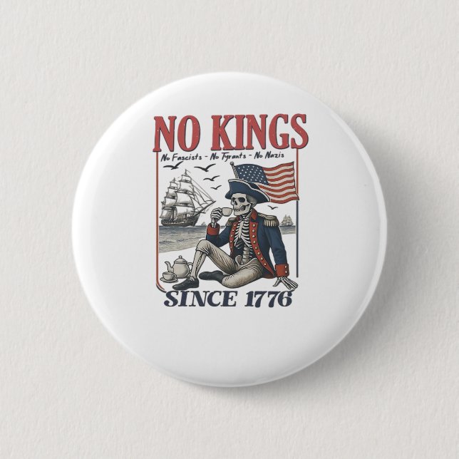 Retro No Kings Since 1776 Rejecting Kings Classic  2 Inch Round Button (Front)