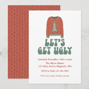 Retro Noël laid Sweater Party Invitation