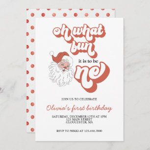 Retro Noël Père Noël Invitation d'anniversaire