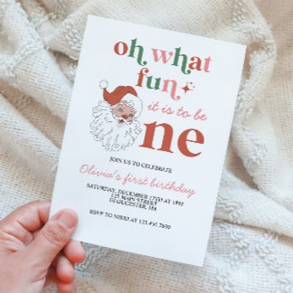 Retro Noël Père Noël Invitation d'anniversaire