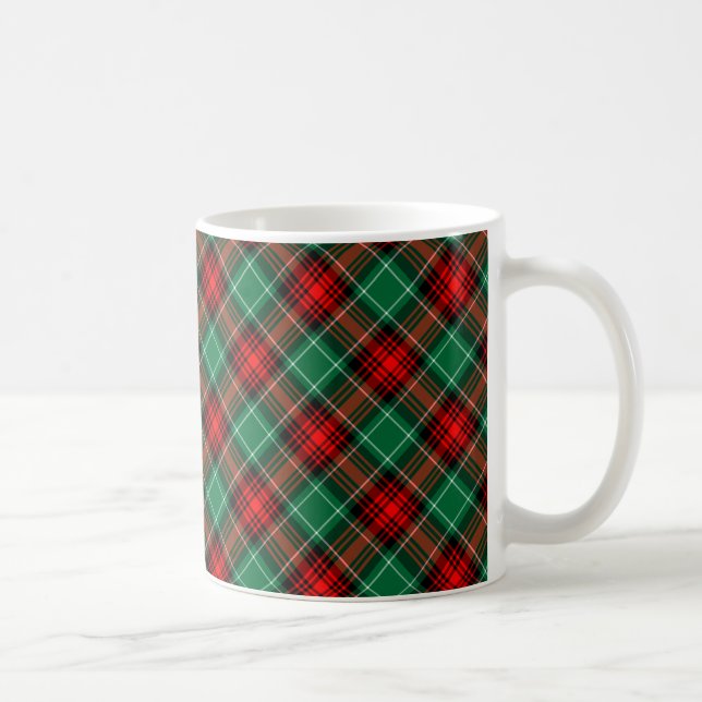 Retro Noël Rouge Vert Plaid Café Mug (Droite)