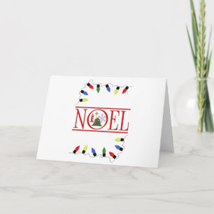 retro NOEL string of lights Holiday Card