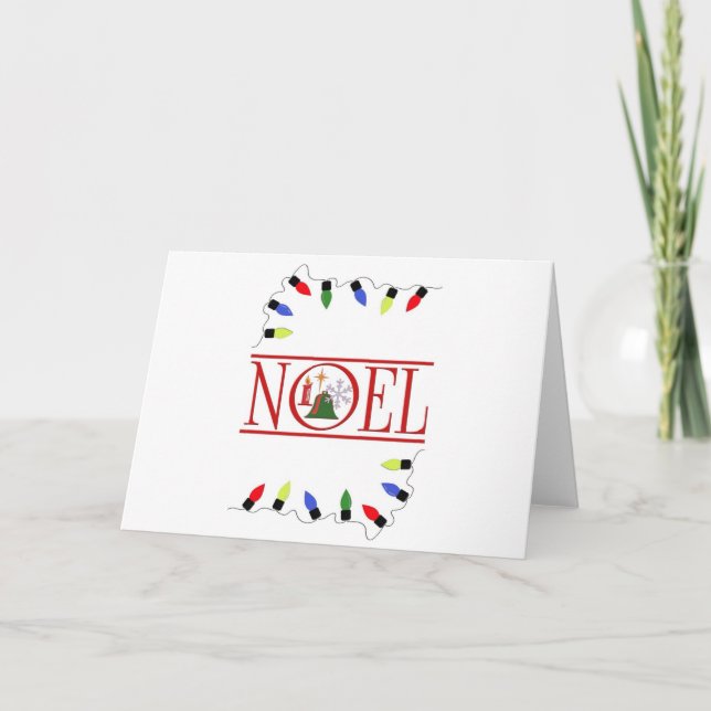 retro NOEL string of lights Holiday Card (Front)