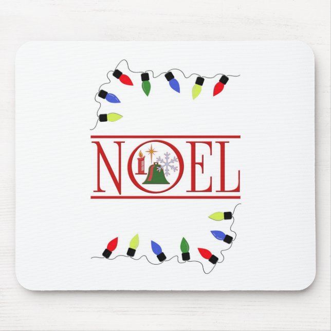 retro NOEL string of lights Mouse Pad (Front)