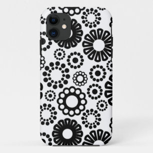 Retro noir fleurs blanches iPhone 5 Coque