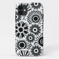 Retro noir fleurs blanches iPhone 5 Coque