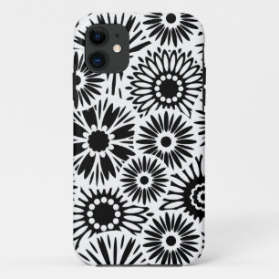 Retro noir fleurs blanches iPhone 5 Coque