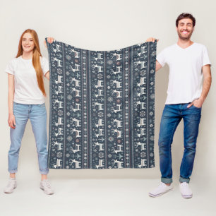 Retro Nordic Reindeer Pattern Fleece Blanket