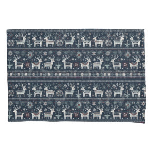 Retro Nordic Reindeer Pattern Pillowcase