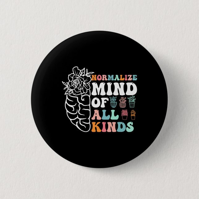 Retro Normalize Mind Of All Kinds Autism Awareness 2 Inch Round Button (Front)