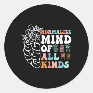 Retro Normalize Mind Of All Kinds Autism Awareness Classic Round Sticker