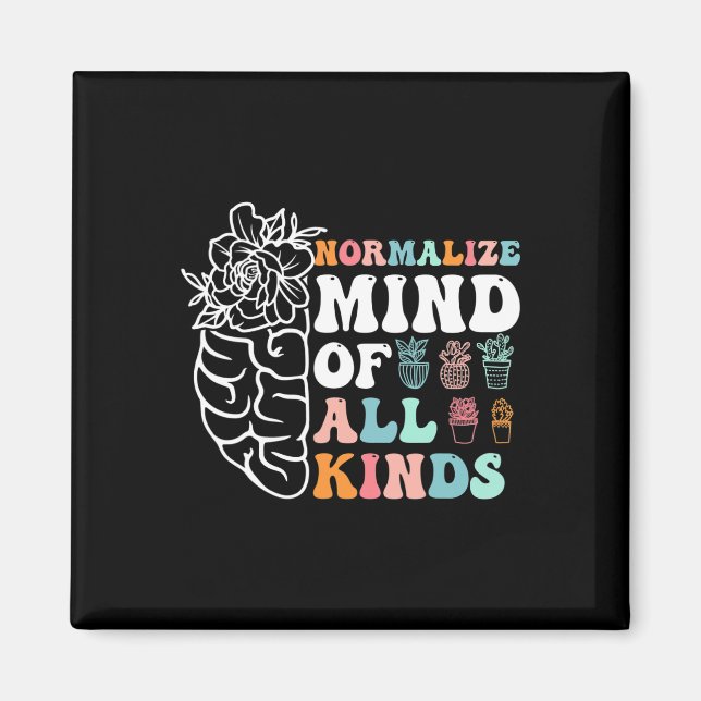 Retro Normalize Mind Of All Kinds Autism Awareness Magnet (Front)