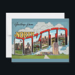 Retro North Dakota Postcard<br><div class="desc">Bright colourful vintage postcard  greeting for North Dakota repurposed on a new postcard!</div>