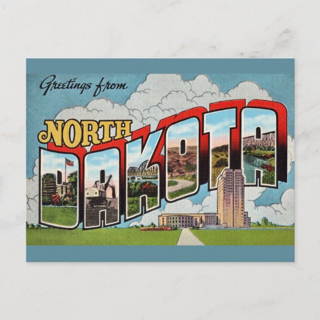 Retro North Dakota Postcard (Front)