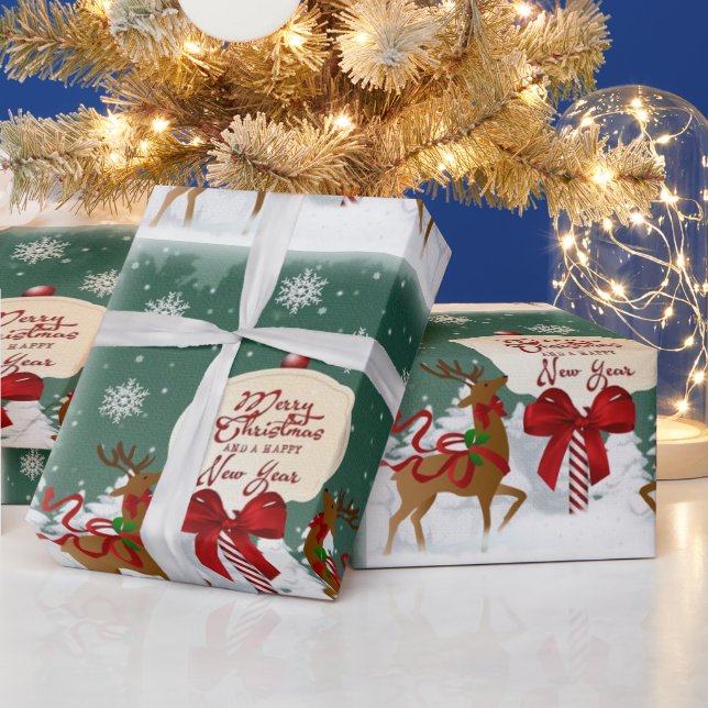 Retro North Pole Reindeer Christmas Craft or  Wrapping Paper (Holidays)