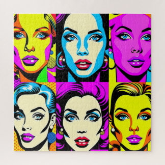 Retro Nostalgic Pop Art Woman: Vibrant & Colourful Jigsaw Puzzle