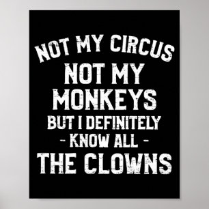 Retro Not My Circus Not My Monkeys Know All Clowns Poster
