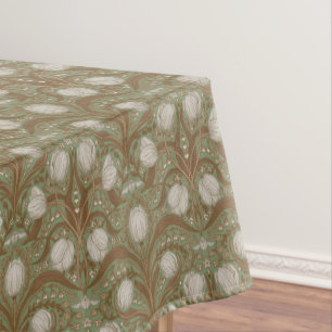 Retro Nouveau Tulips in orange and teal Tablecloth