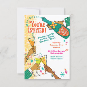 Retro Nouvel An Eve Fête Invitation