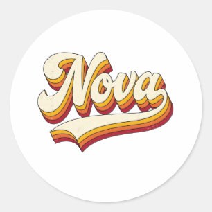 Retro Nova Name 70s Vintage Design Classic Round Sticker