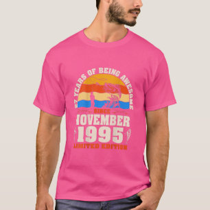 Retro November 1995 27 Year Old Fishing Lover 27th T-Shirt
