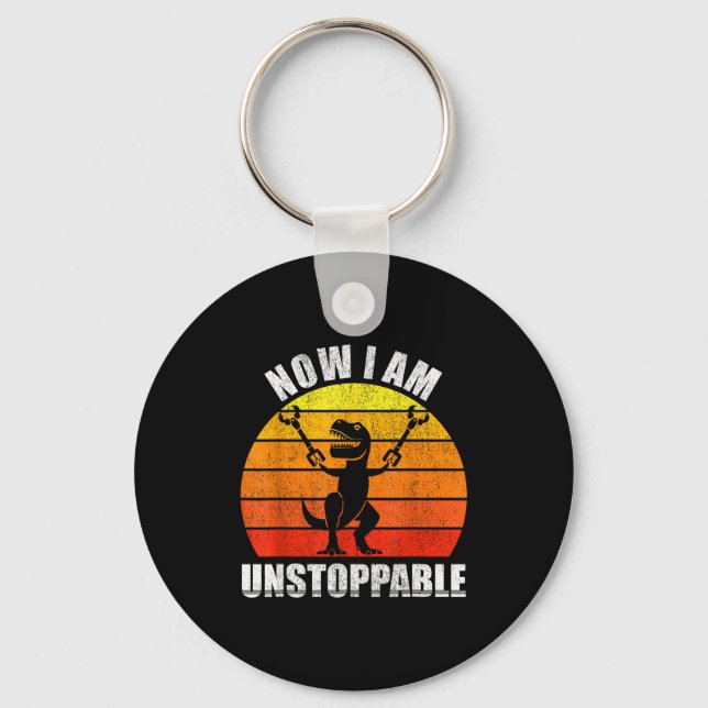 Retro Now I Am Unstoppable Shirt Funny T-rex Vinta Keychain (Front)