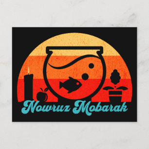 Retro Nowruz Mobarak Goldfish Postcard