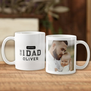 Retro Number 1 Dad Vintage Typography Photo Coffee Mug