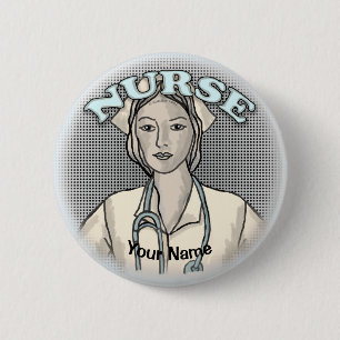 Retro nurse  2 inch round button