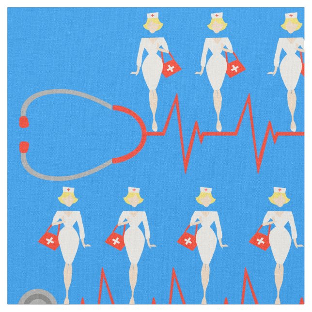 Retro Nurse Fabric (Close Up)