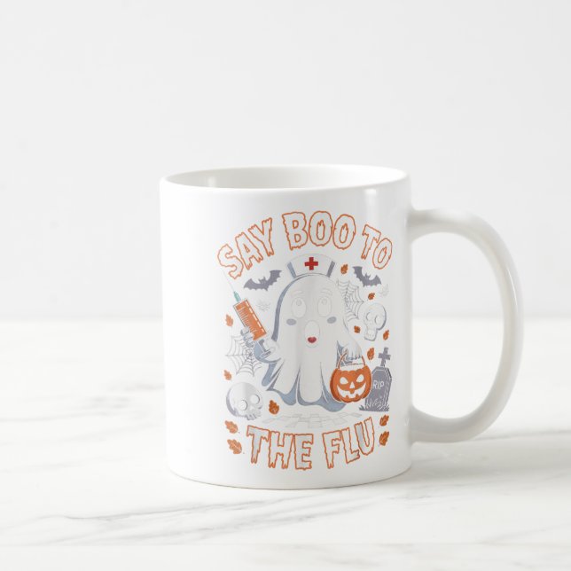 Retro Nurse Ghost Halloween Vaccine Say Boo To The Coffee Mug (Right)