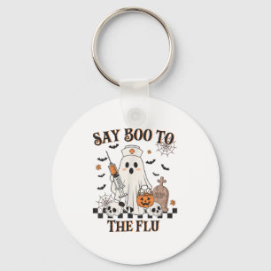 Retro Nurse Ghost Halloween Vaccine Say Boo To The Keychain