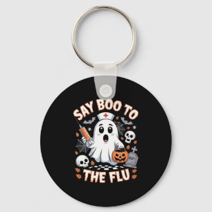 Retro Nurse Ghost Halloween Vaccine Say Boo To The Keychain