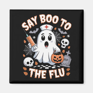 Retro Nurse Ghost Halloween Vaccine Say Boo To The Magnet