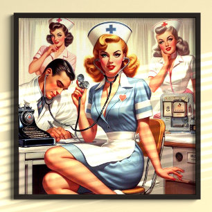 Retro Nurse Illustration Poster