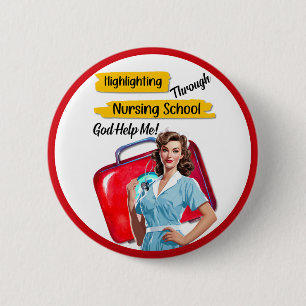 Retro Nurse Pinup_ Nursing Notes 2 Inch Round Button