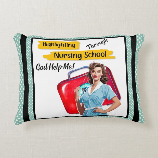Retro Nurse Pinup_ Nursing Notes Accent Pillow (Front)