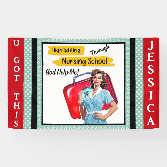 Retro Nurse Pinup_ Nursing Notes Banner (Horizontal)