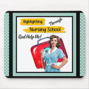 Retro Nurse Pinup_ Nursing Notes Mouse Pad