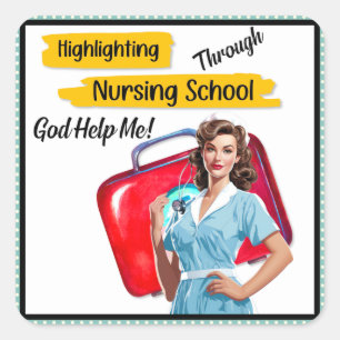 Retro Nurse Pinup_ Nursing Notes Square Sticker