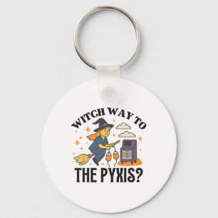 Retro Nurse Witch Halloween Doctor Nurse Ghost Icu Keychain