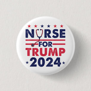Retro Nurses For Trump 2024 America Stars Flag Str 1 Inch Round Button