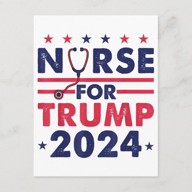 Retro Nurses For Trump 2024 America Stars Flag Str Enclosure Card (Front)