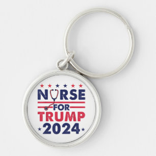 Retro Nurses For Trump 2024 America Stars Flag Str Keychain