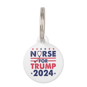 Retro Nurses For Trump 2024 America Stars Flag Str Pet Tag
