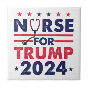 Retro Nurses For Trump 2024 America Stars Flag Str Tile