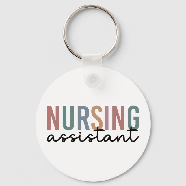 Retro Nursing Assistant CNA Nursing Aide Keychain (Front)