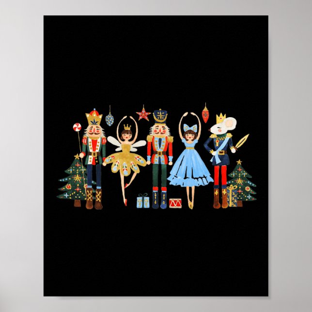 Retro Nutcracker Ballet Christmas Tree S For Women Poster (Front)