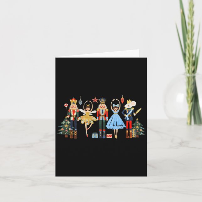 Retro Nutcracker Ballet Christmas Tree Shirts For  Card (Front)