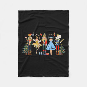 Retro Nutcracker Ballet Christmas Tree Shirts For Fleece Blanket